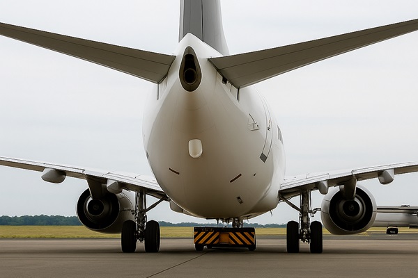 Rear of Skyward aircraft heading out towards runway